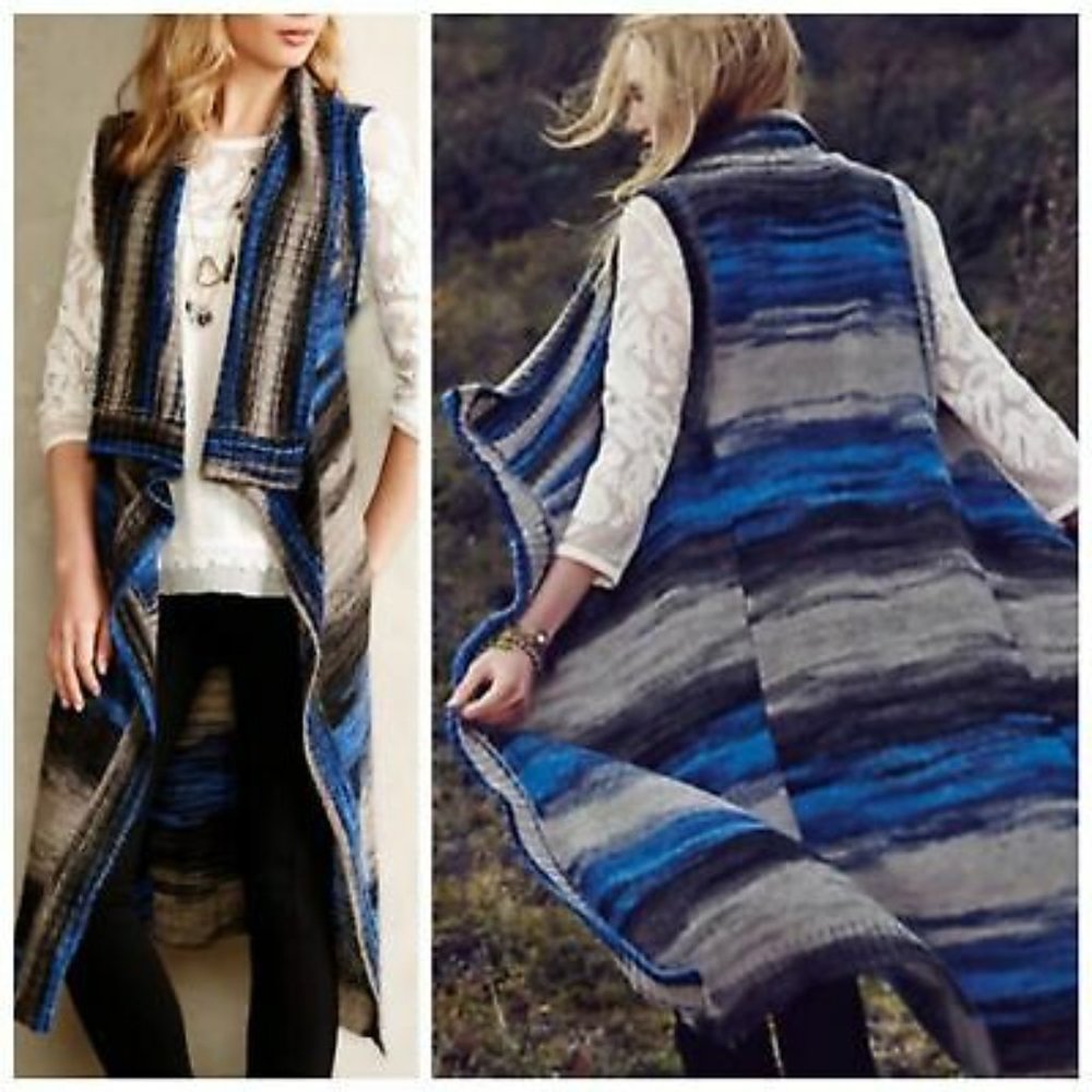 MOTH Anthropologie striped duster cardigan vest